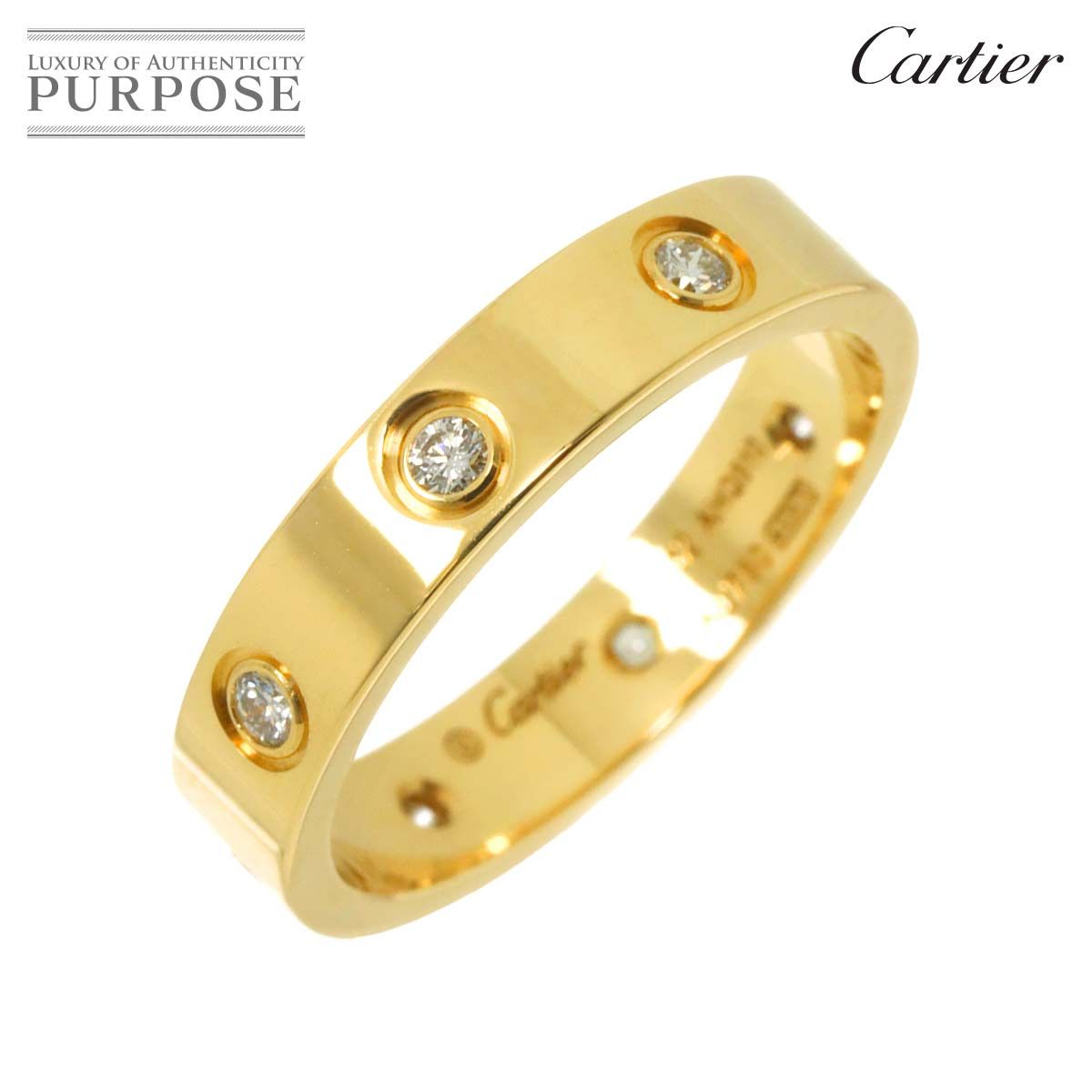 カルティエ Cartier ミニラブ #52 リング フル ダイヤ K18 YG イエロー