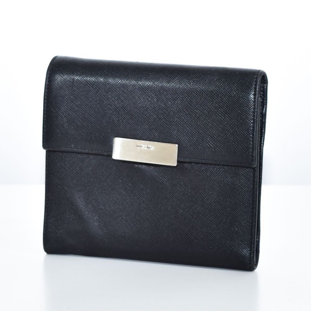 PRADA 財布 3つ折り サフィアーノ M606 ブラック 02945