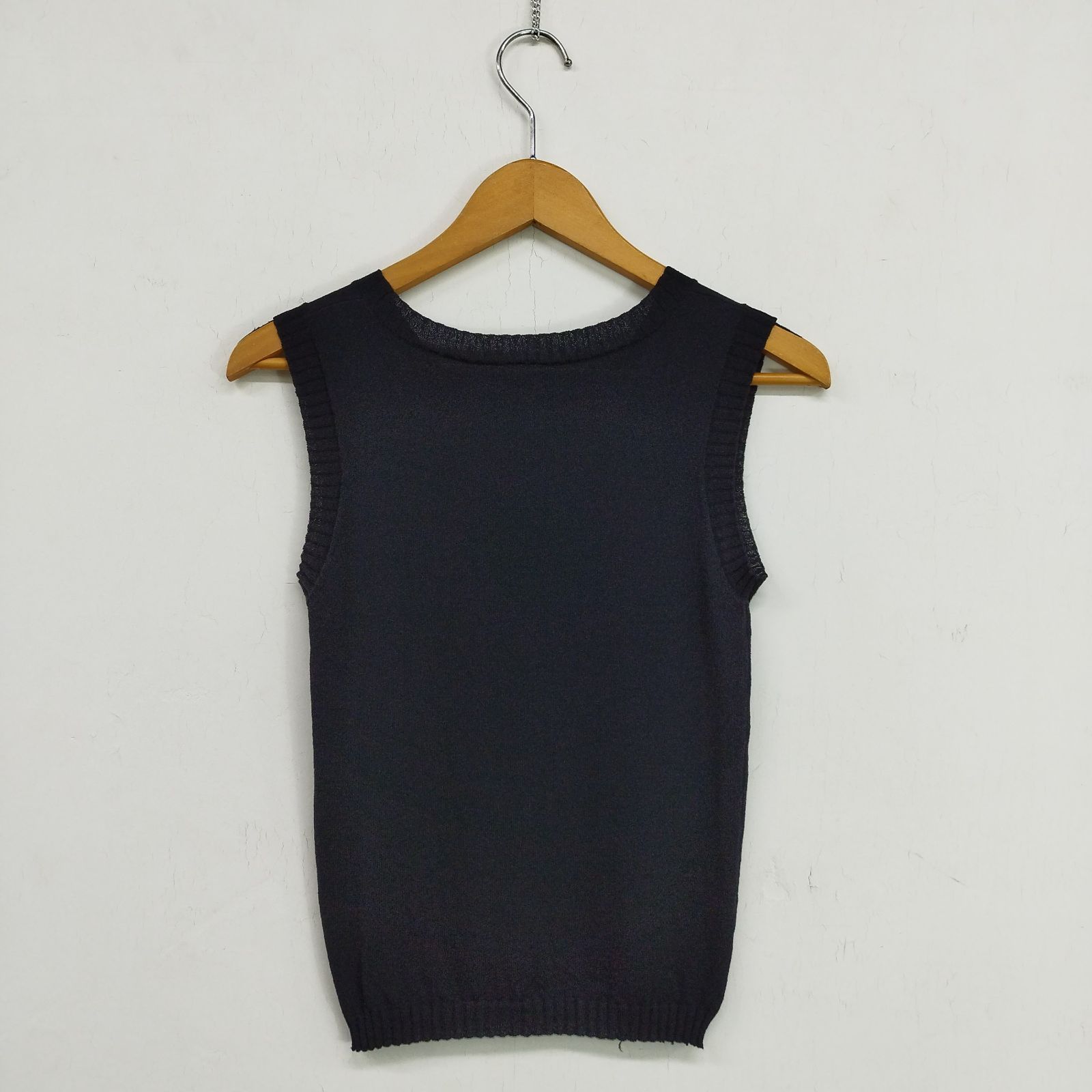 美品　クレージュ ロゴ　黒 タンクトップ COURREGES クレージュ ロゴ リブニット Tank Top タンクトップ