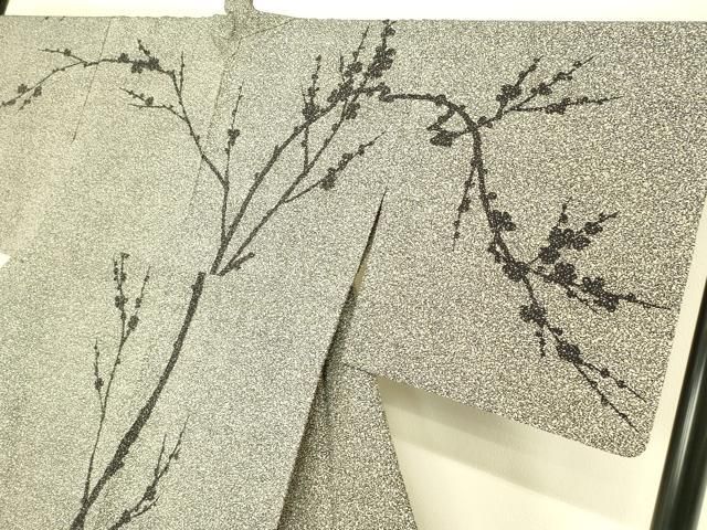 平和屋着物○二代目 川村久太郎 訪問着 籬枝葉文 たたき染め 黒地