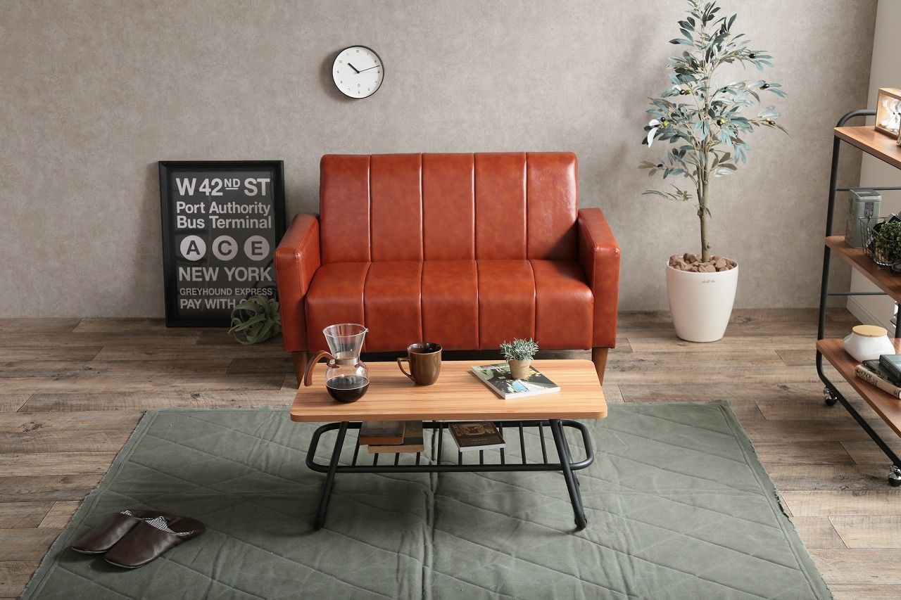 Theo 2人掛 PVCレザーソファ