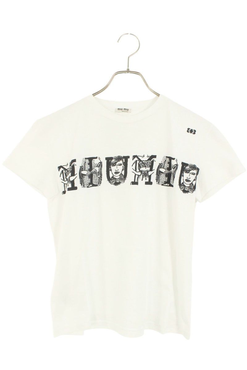 ミュウミュウ MJN066 バックパッチフロントロゴTシャツ