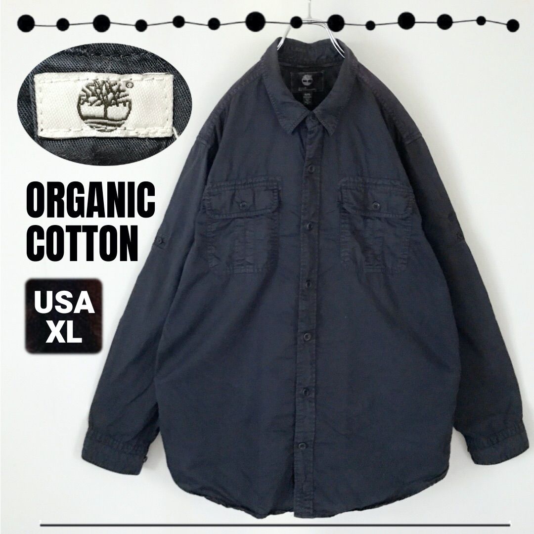 ティンバーランド/Timberland★オーガニックコットン/フィールドシャツ★製品染め★USAメンズXL 2407J036
