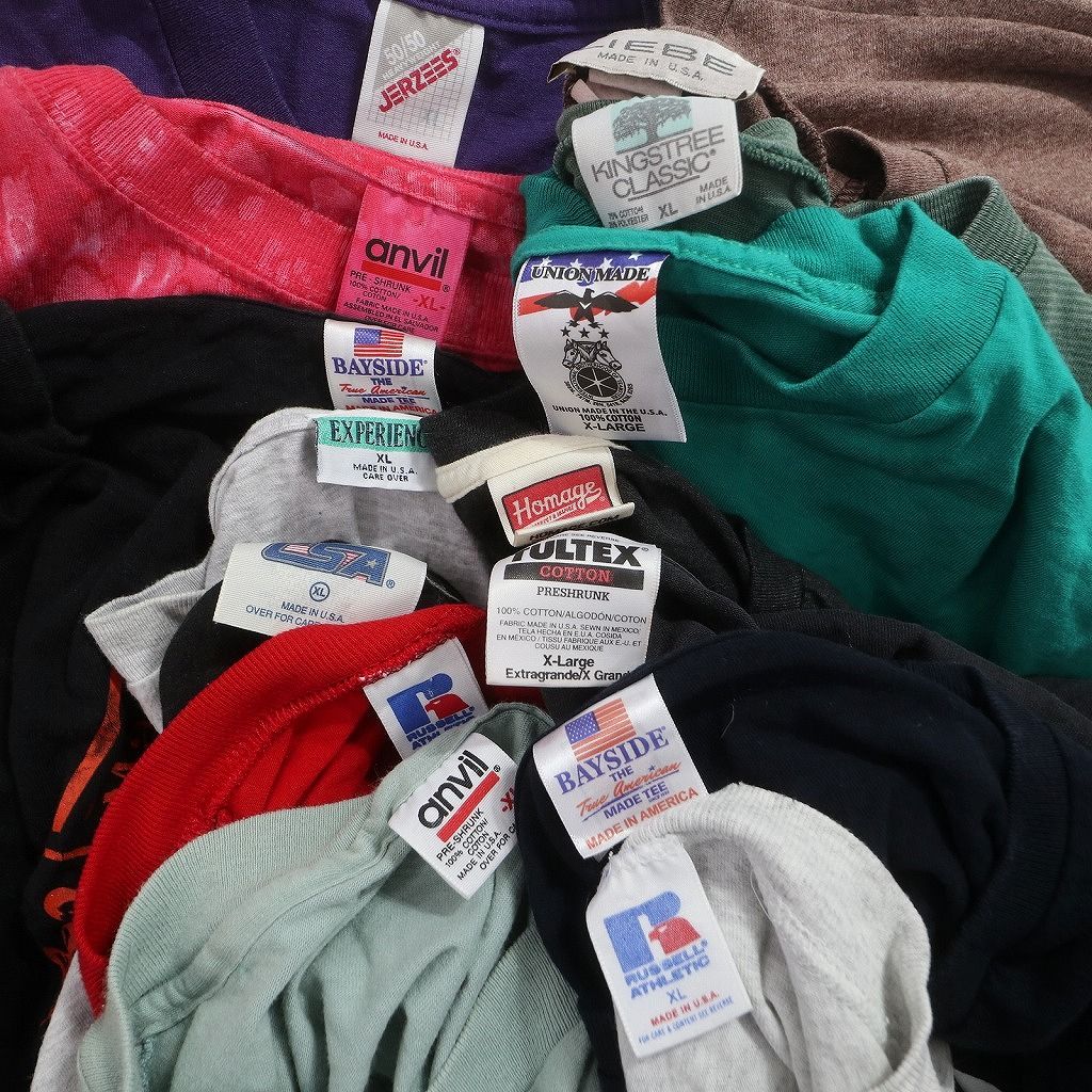 2025，HOT 古着卸 まとめ売り USA製 半袖Tシャツ 14枚セット (メンズ XL /2XL /3XL ) ヘインズ ヒューストン ARMY ミリタリー NB7279 1円スタート