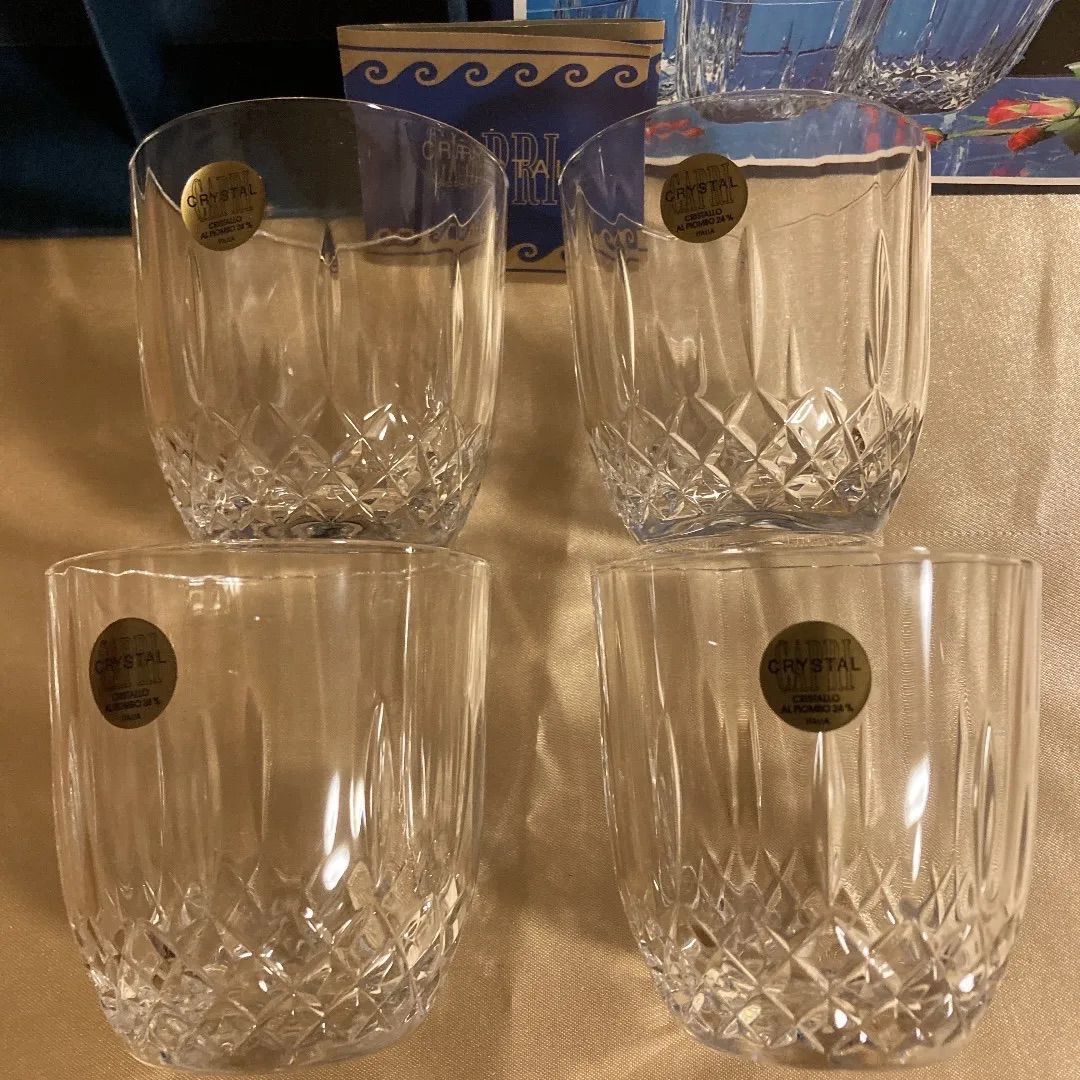 イタリア製 クリスタル ロックグラス 4個 CAPRI CRYSTAL 箱入