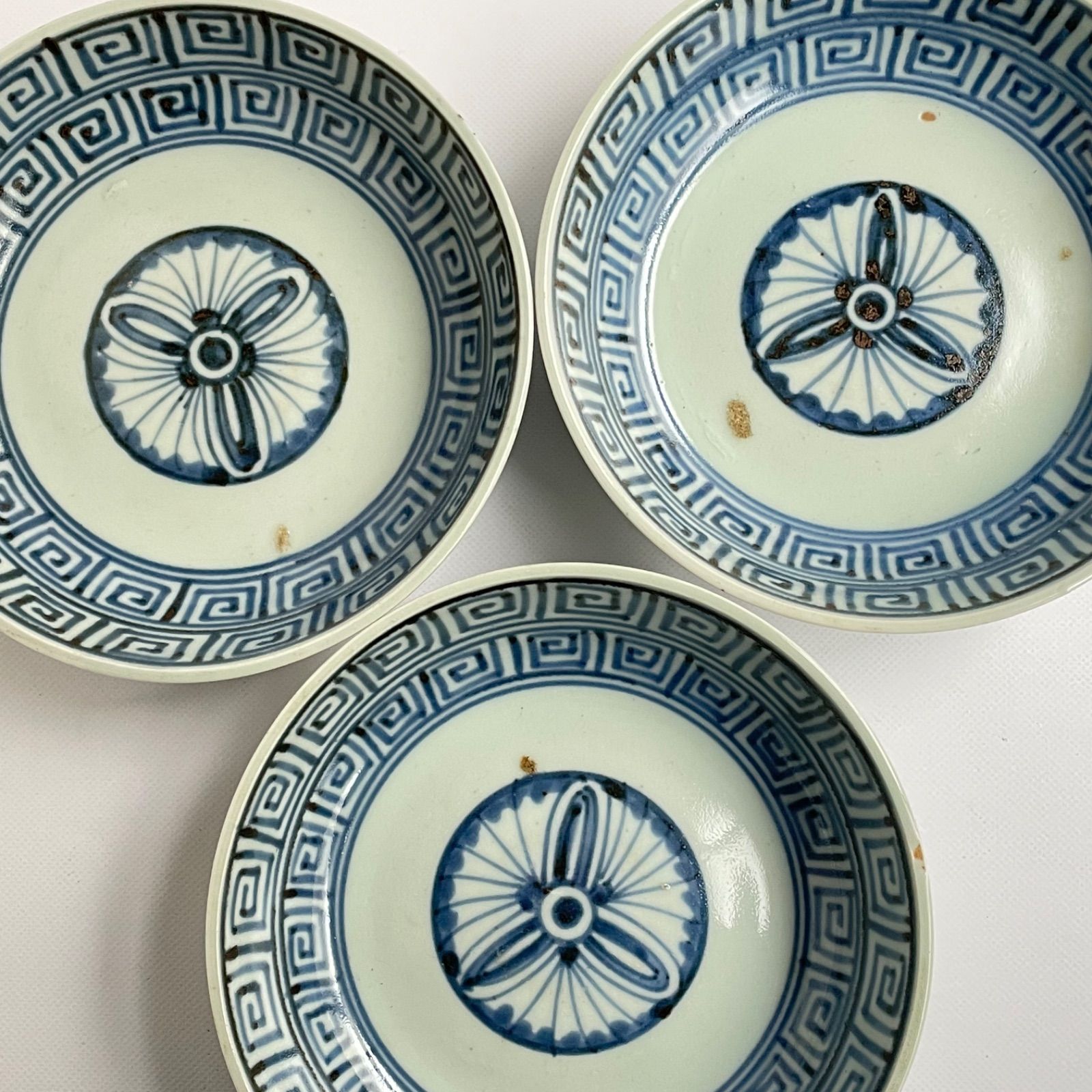 063 染付 雷紋 古伊万里 アンティーク 骨董 花 膾皿 6枚セット - メルカリ