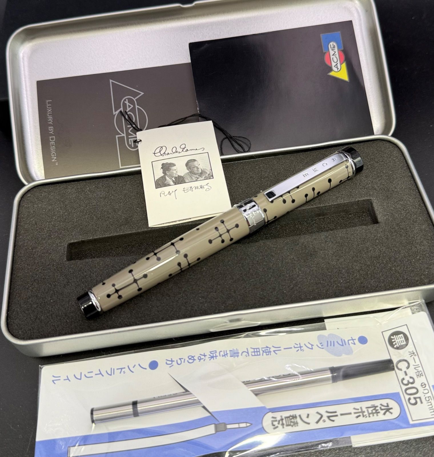 ACME ローラーボール DOTS-GRAY イームズ 未使用 猫のペン屋 【楽天