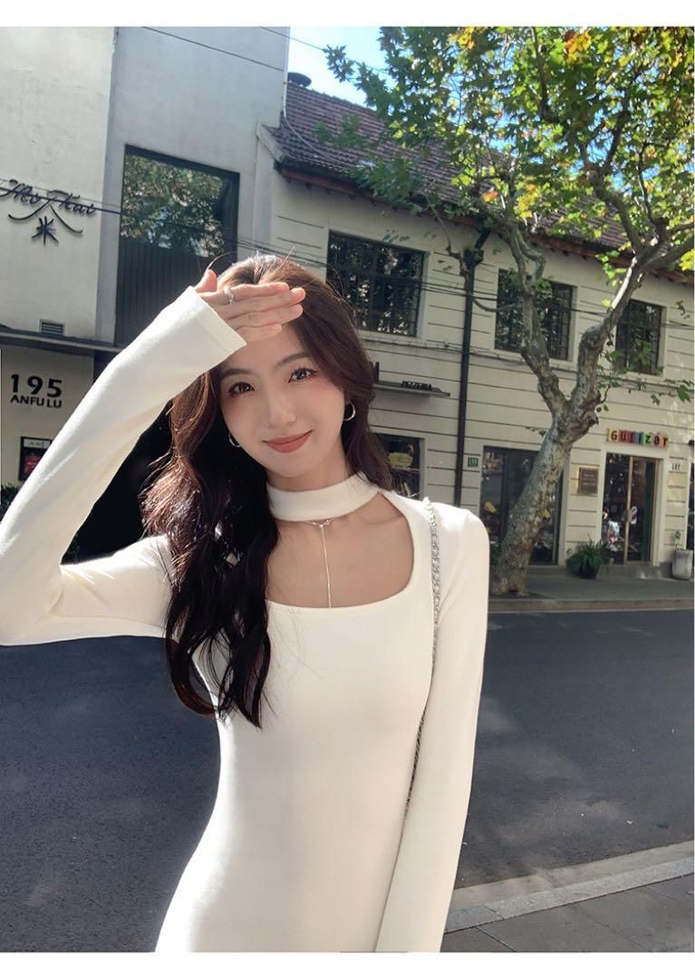 タイトニットロングワンピ