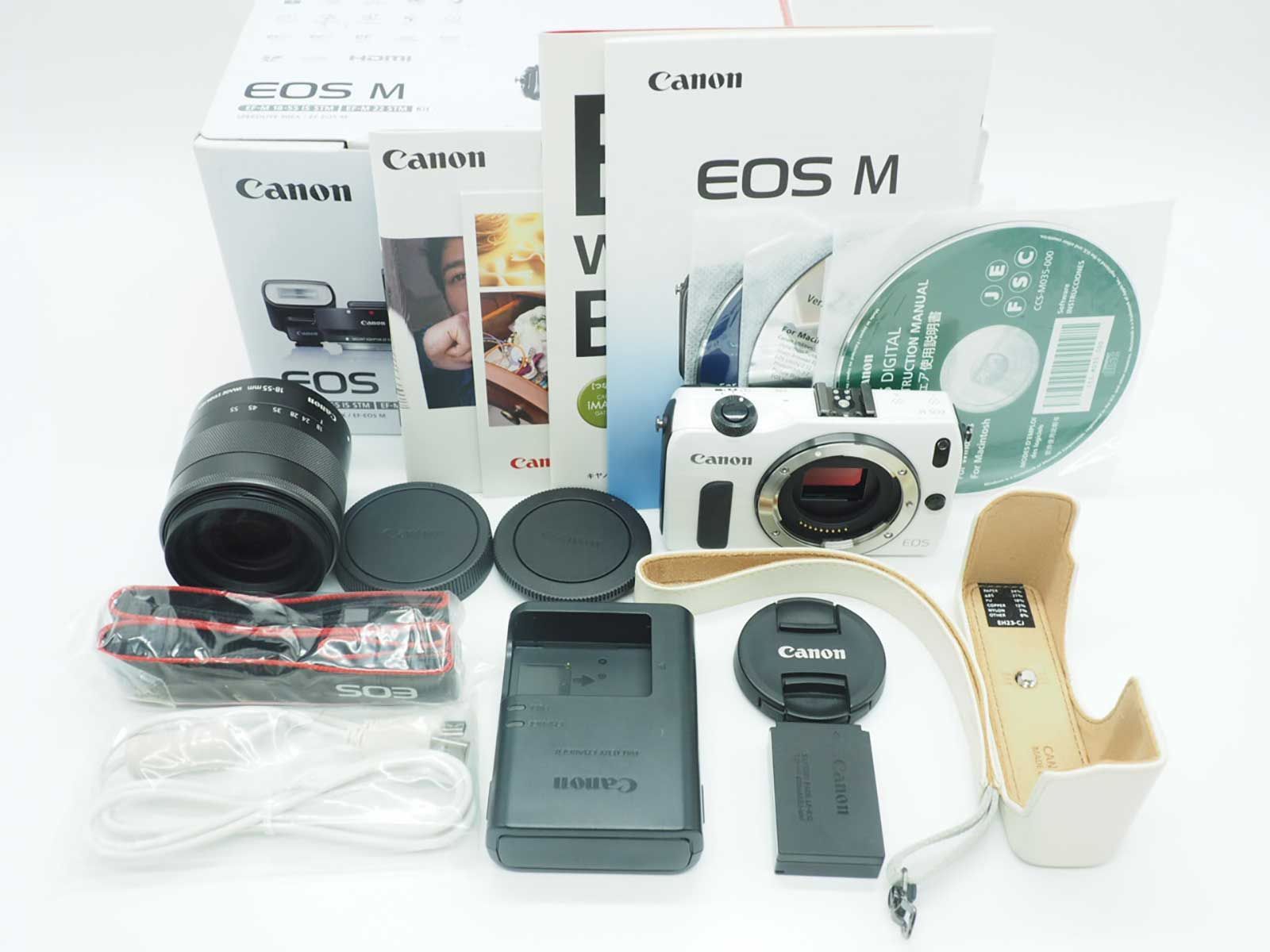 キャノン Canon EOS M Digital SLR Camera White 18 55 mm Lens 元箱 Z 5559 A