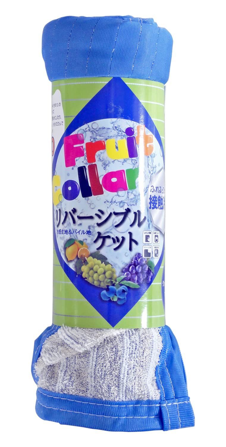 夏寝具 車中泊 ひんやり柔らか接触冷感 FRUIT COLLAD リバーシブルケット ブルーベリー クォーターサイズ70 x 100 cm 2