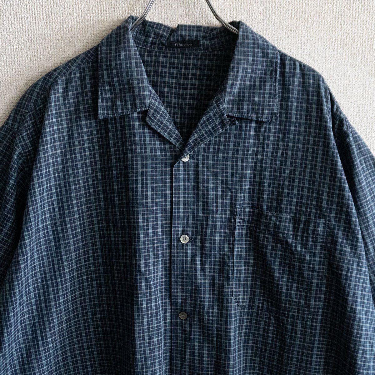 美品】Y's for men【オープンカラー 半袖 チェック シャツ