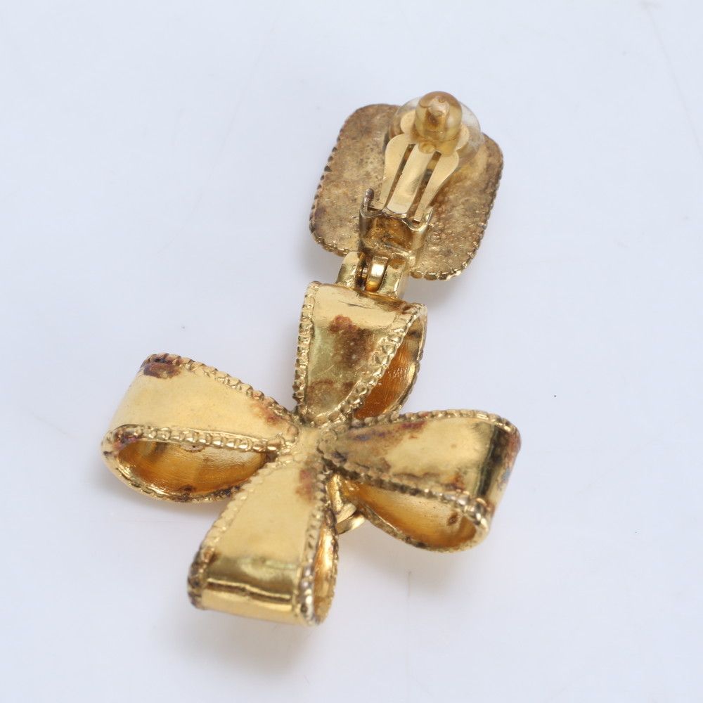 美品 ヴィンテージ シャネル ココマーク リボンクロス イヤリング  