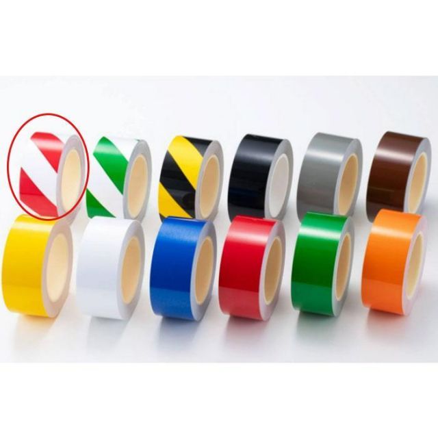 案内ライン ビバスーパーラインテープ 赤白 LTS50 50mm×20ｍ 総厚306±5