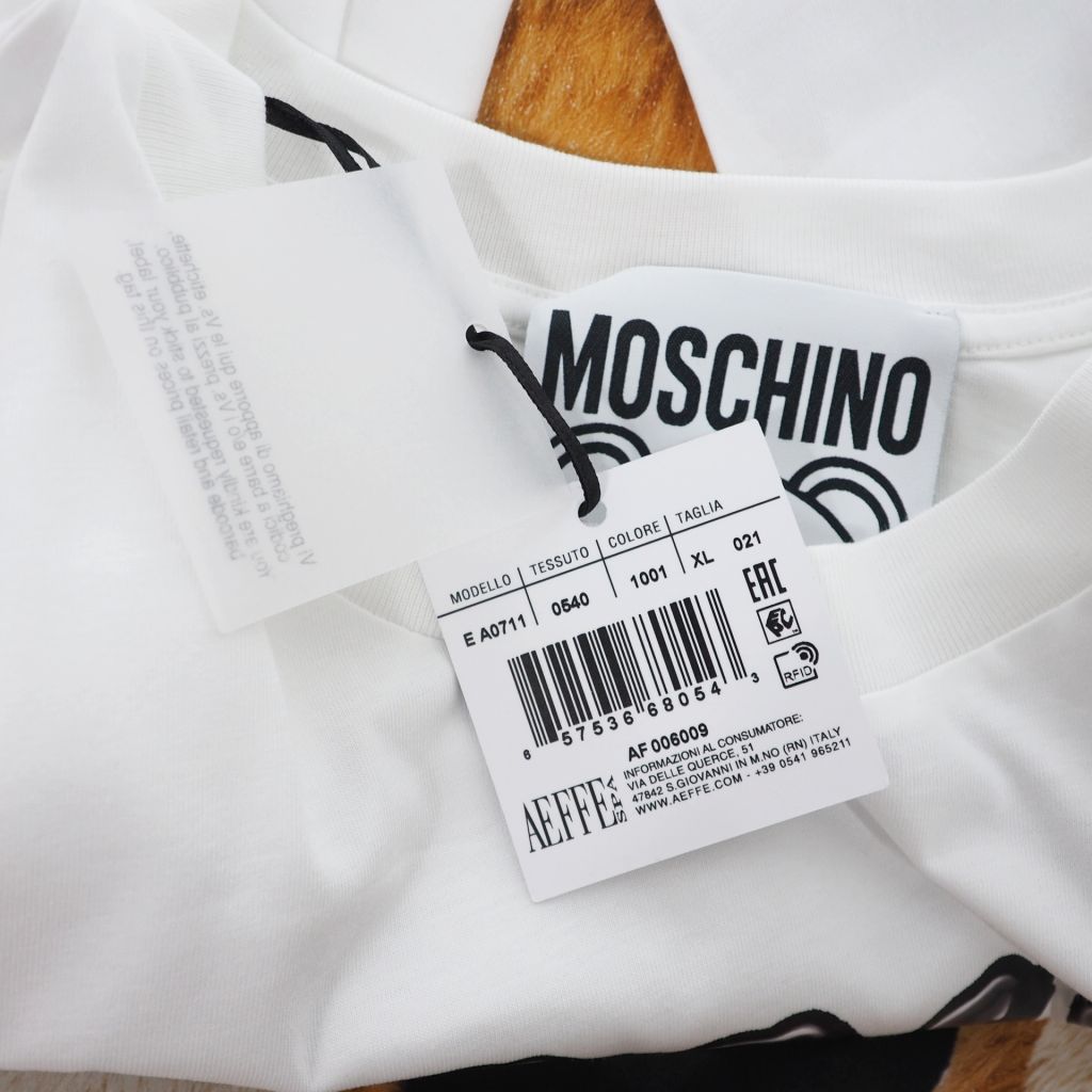 モスキーノ MOSCHINO 20SS バッド テディベア プリント Tシャツ カットソー 半袖 XL ホワイト 白 A0711