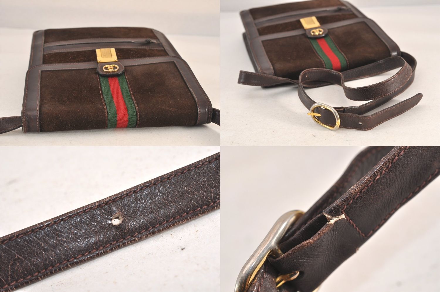 美品✨ GUCCI グッチ スエード シェリーライン クラッチバッグ ブラウン グッチ GUCCI GG シェリーライン オールドグッチ クラッチバッグ
