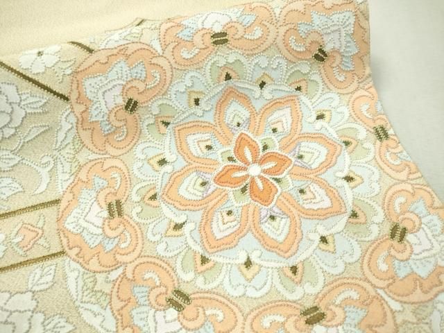 平和屋着物○太鼓柄袋帯 総刺繍 舞花文 正絹 逸品 DAAT0468ob 平和屋