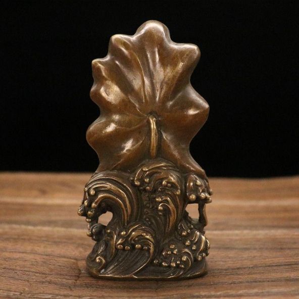 仏教美術 仏像 蓮華蓮葉自在観音仏像 銅製 銅器