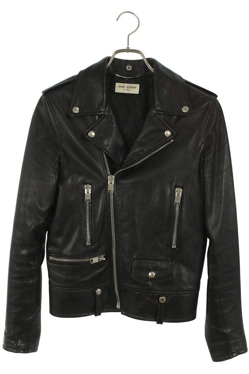 46新品未使用サンローランパリレザーライダースジャケットレザージャケット SAINT LAURENT PARIS】サンローランパリ『ロゴ レザーライダース