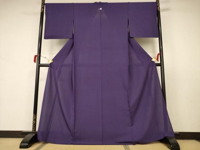 平和屋着物＊夏物 色無地 絽 濃鼠色 正絹 AABB6710jd