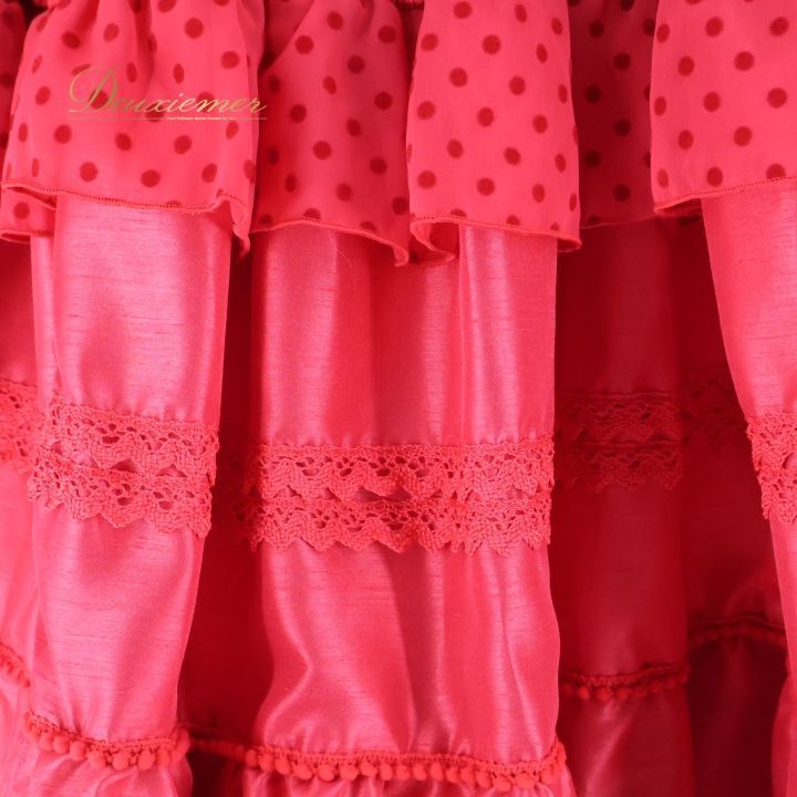 フラメンコ 衣装 ソニアジョーンズ SONIA JOHNES トップス ファルダ スカート シージョ ツーピース レッド セットアップ 赤 上下セット ボランテ フリル 水玉 ドット ベロア 薔薇 レッド系 フラメンコ衣装 感 ツーピースセットアップ 赤系