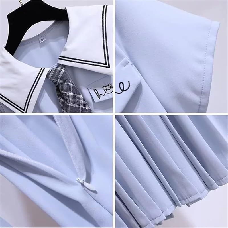 【新品】 [Yhsuoxfd] 子供服 夏服 ワンピース ガールズ シャツワンピース キッズ服 可愛い 半袖 ドレス 海軍風 女の子 セーラー服 プリーツ ワンピース フォーマル セーラー襟 カジュアル プリンセス風 誕生日 卒業式 発表会 結婚式 海軍風 パ