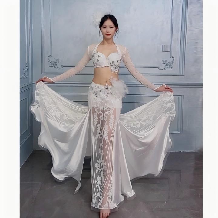 ベリーダンス オリエンタル衣装 レースパープル ブラスカート オーダー