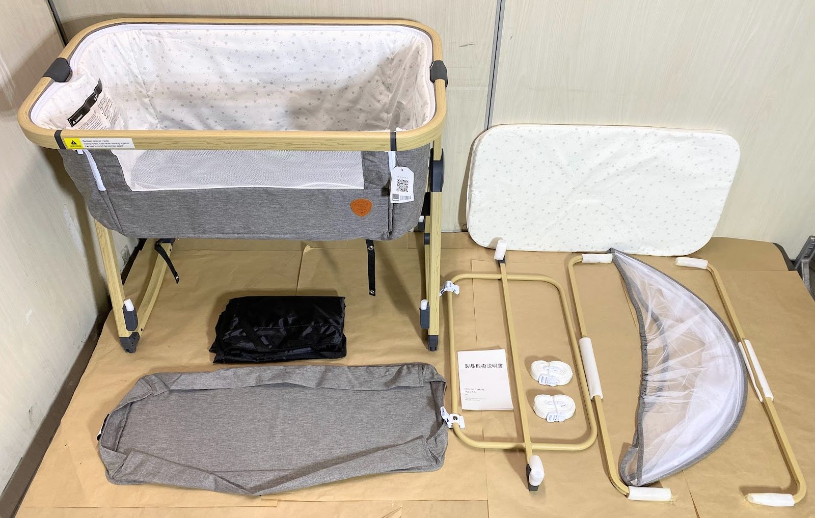 美品】HZDMJ 折りたたみベビーベッド グレー C03 - メルカリ