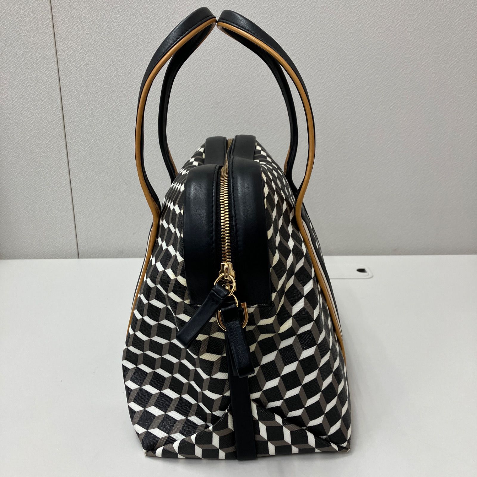 【美品】ピエールアルディ　2wayトートバッグ　カーフレザー×キャンバス　黒茶 美品】 PIERRE HARDY ピエールアルディ レザー本革 トートバッグ