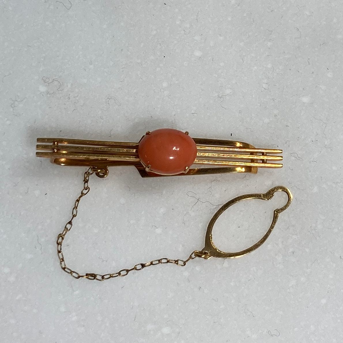 ☆ K18刻印 金 ゴールド 石付きネクタイピン ピンク 総重量4.2g 0.004