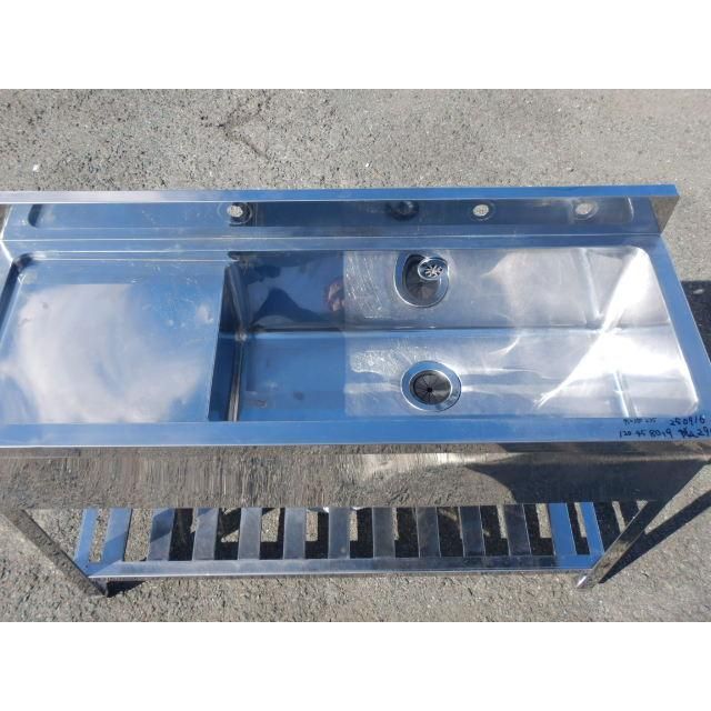 100%本物保証！ 業務用 ステンレス 1槽シンク W1200 D450 H800 90 mm 水切付 右槽 厨房 槽内寸W750D350深235mmmm 台付 少しさびあとあり 【特価セール・SALE】