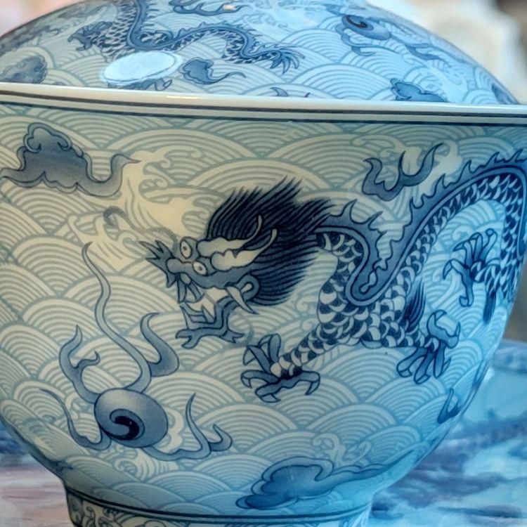 鯖龍紋三才蓋碗 中国茶器 景徳镇 蓋付き茶器 飲茶食器 煎茶具 未使用品 鯖龍紋三才蓋碗 中国茶器 景徳? 蓋付き茶器 飲茶食器 煎茶具