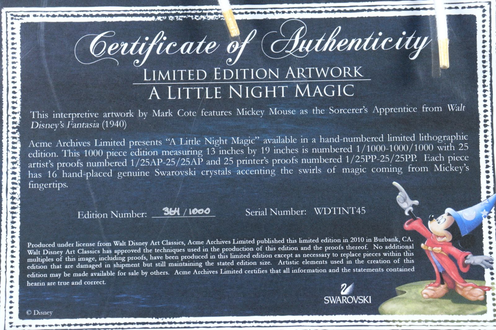 Disney ディズニー Swarovski スワロフスキー「A Little Night