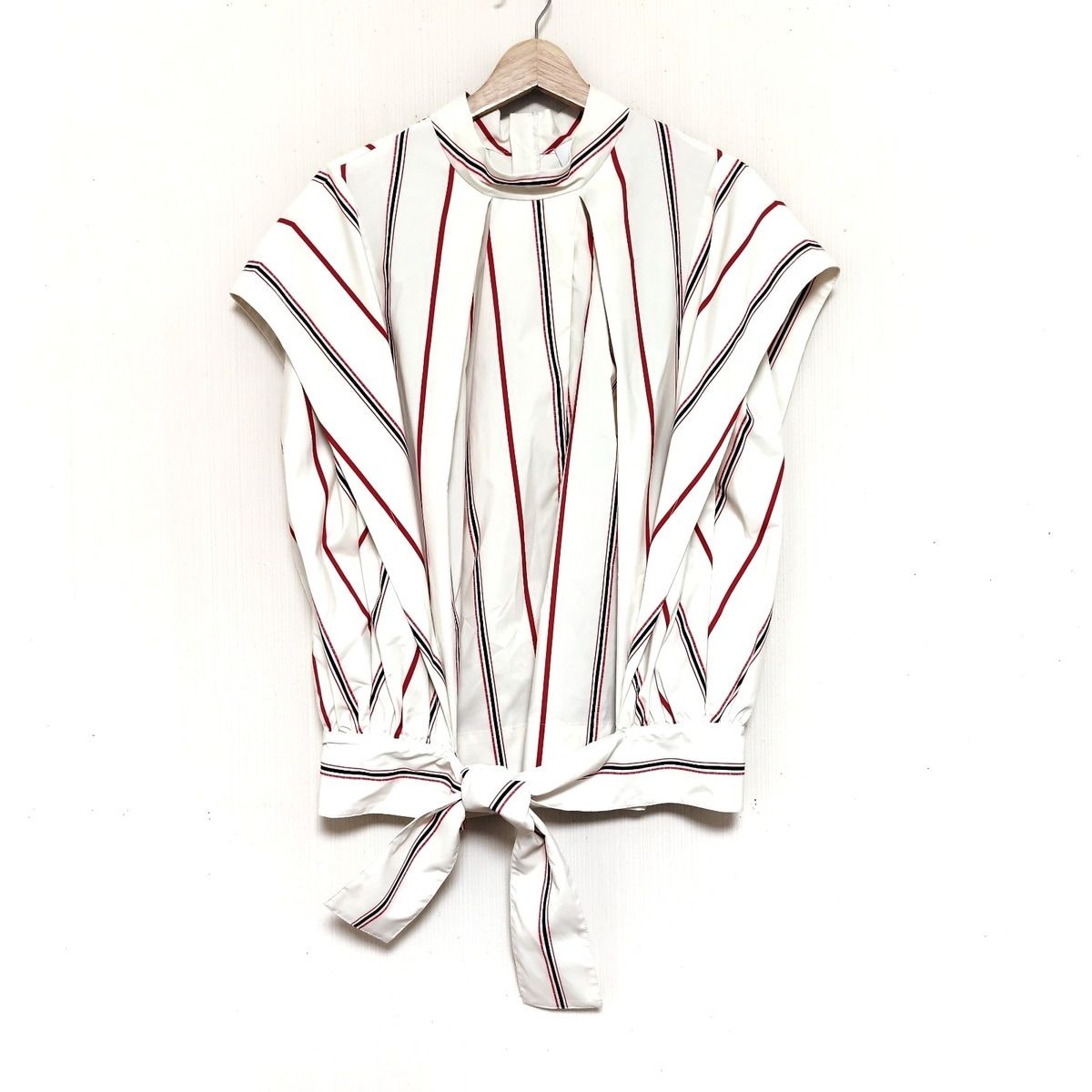 3.1 Phillip lim スリーワンフィリップリム 半袖カットソー サイズM レディース - アイボリー×レッド×黒 ハイネック ストライプ