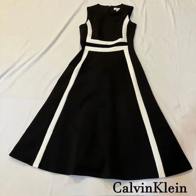 カルバンクライン ストレッチノースリーブワンピース プリント　新品タグあり♪ カルバンクライン CalvinKlein ノースリーブワンピース ストレッチ