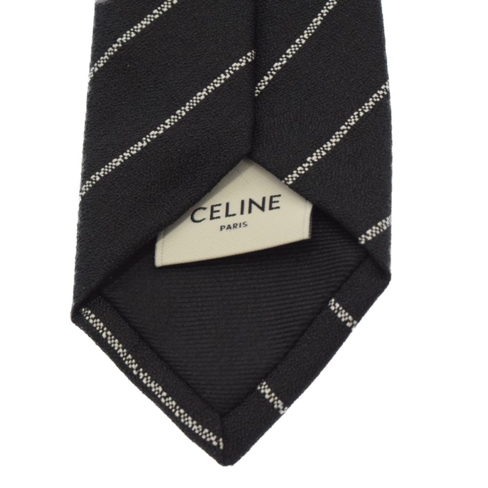CELINE ブラックストライプ ネクタイ　エディスリマン CELINE (セリーヌ) HEDI SLIMANE ブラック ネクタイ シルク