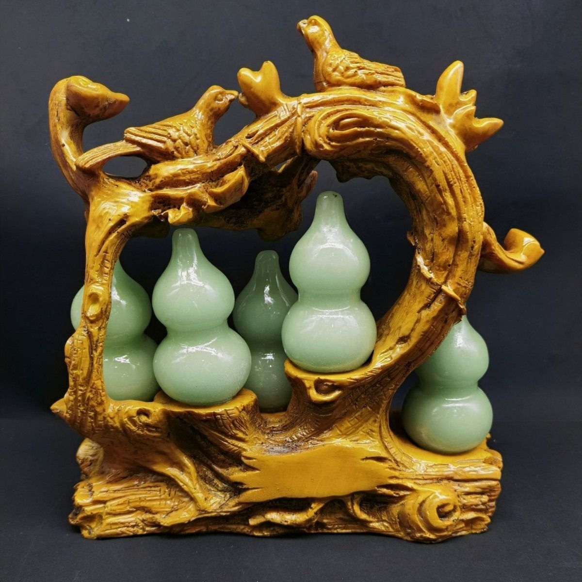 ひょうたん 置物 風水 瓢箪 黄銅製 六帝銭付き 開運 無病息災 子孫繁栄