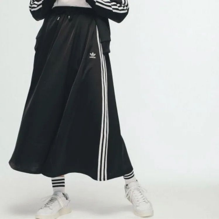 adidas originals アディダス ロング スカート ブラック S - メルカリ