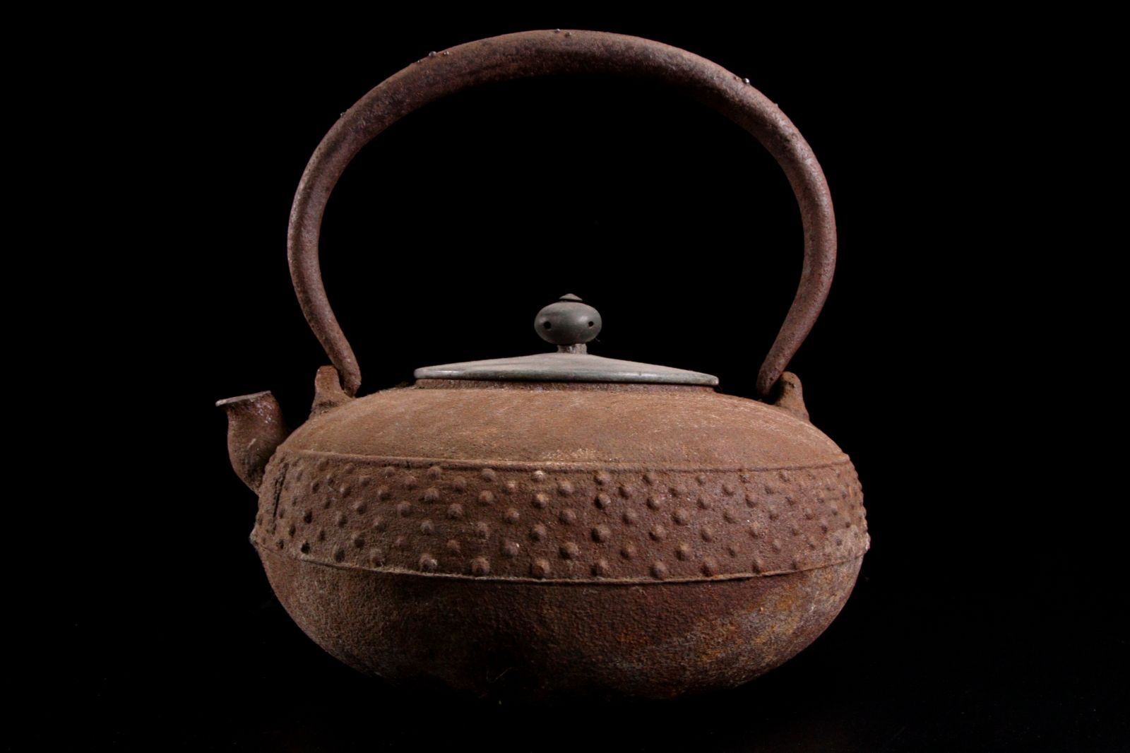 粒銀象嵌提手鉄瓶 18cm