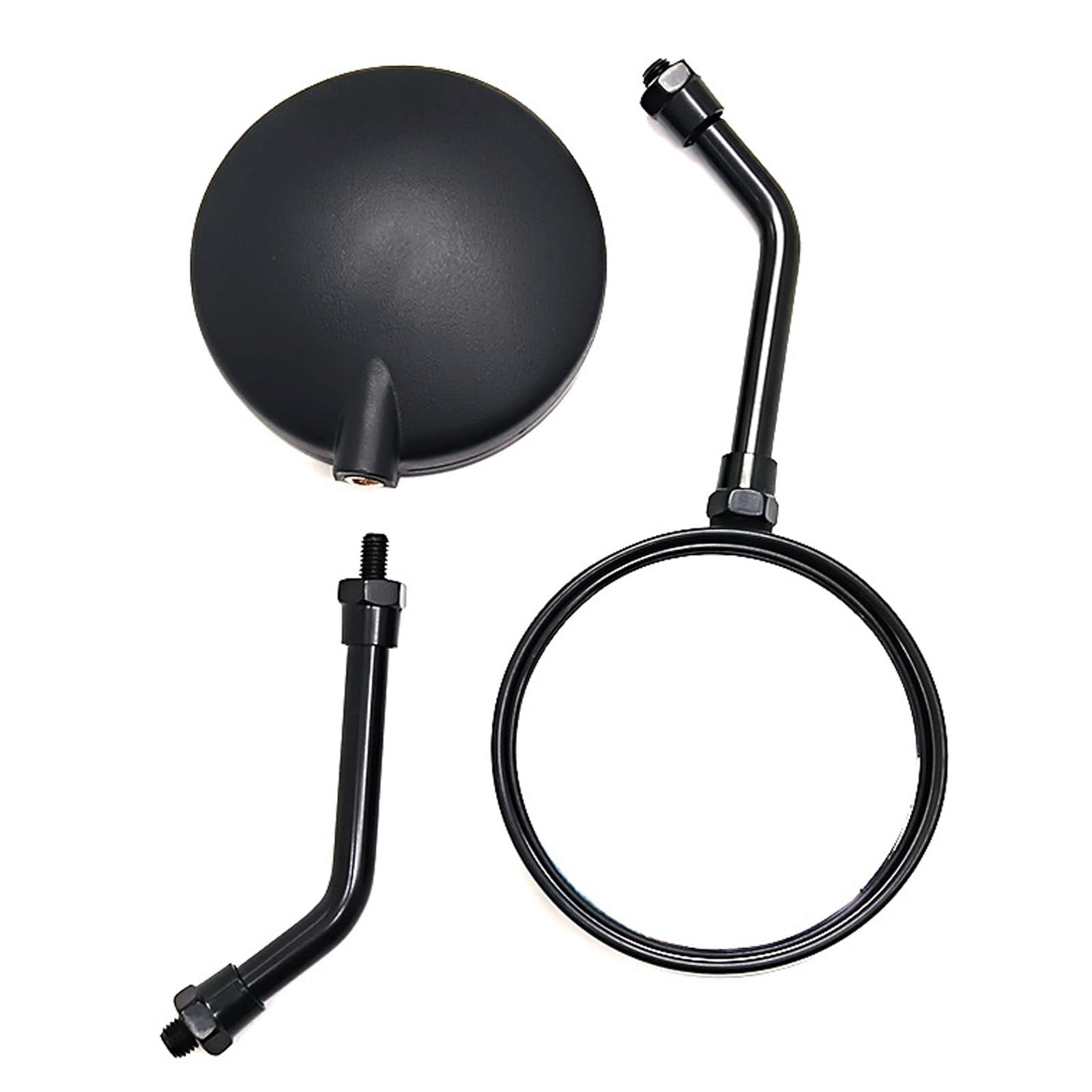 ｓｏｌａａｙ バイクミラー ショート 左右セット 10mm 正ネジ ミニミラー レトロスクーター バックミラー 円形 丸型 ショートミラー バイク オートバイミラー M10 カスタム 汎用 ブラック