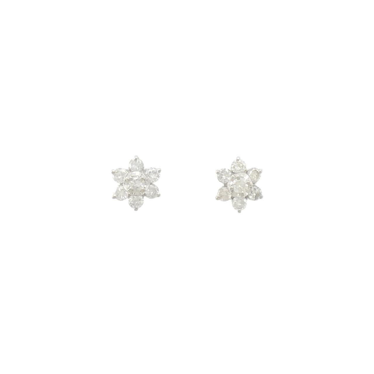 PT900 フラワー ダイヤモンド ピアス 0.50CT