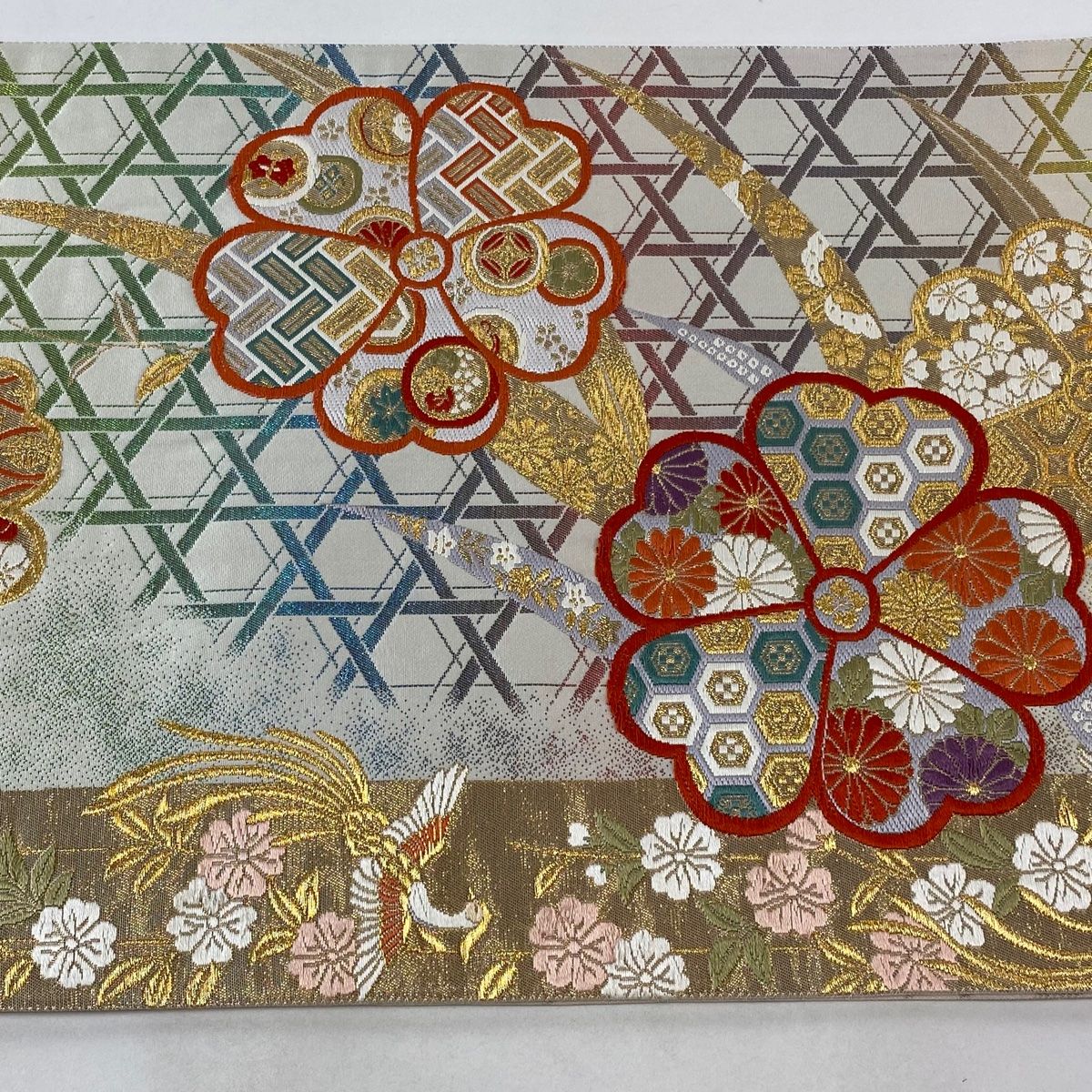 袋帯 正絹 金糸 箔 四季華宝文 全通T-5011 袋帯 正絹 金糸 箔 四季華宝文 全通T-5011