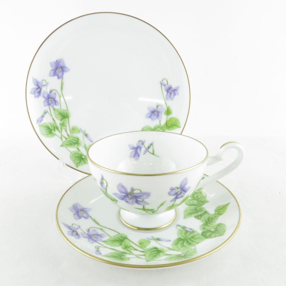 美品 IEI インペリアルエンタープライズ 「万葉の花」 をみなへし ティーカップ＆ソーサー ケーキ皿 1セット 17cmプレート セット ヴィンテージ 1983 SY8982D 美品 IEI インペリアルエンタープライズ 「万葉の花」 をみなへ