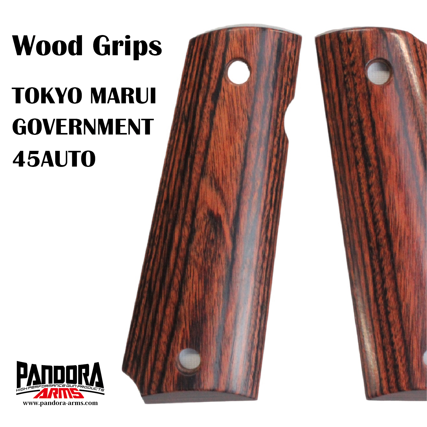 パンドラアームズ 木製グリップ 東京マルイ製ガバメント ウォーリア系 WA製ガバメント ブラウン AWG-1400