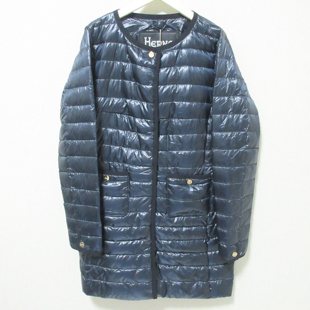 【現行/極美品】ヘルノ ライト ダウンジャケット ネイビー Lサイズ HERNO ヘルノ ダウンジャケット NYLON ULTRALIGHT + LADY FAUX