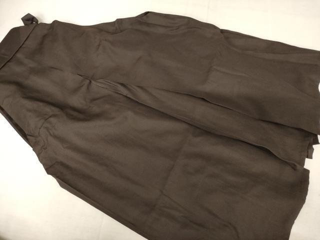 平和屋着物○男性 馬乗り袴 色無地 憲法黒茶色 正絹 逸品 AAAW5246br
