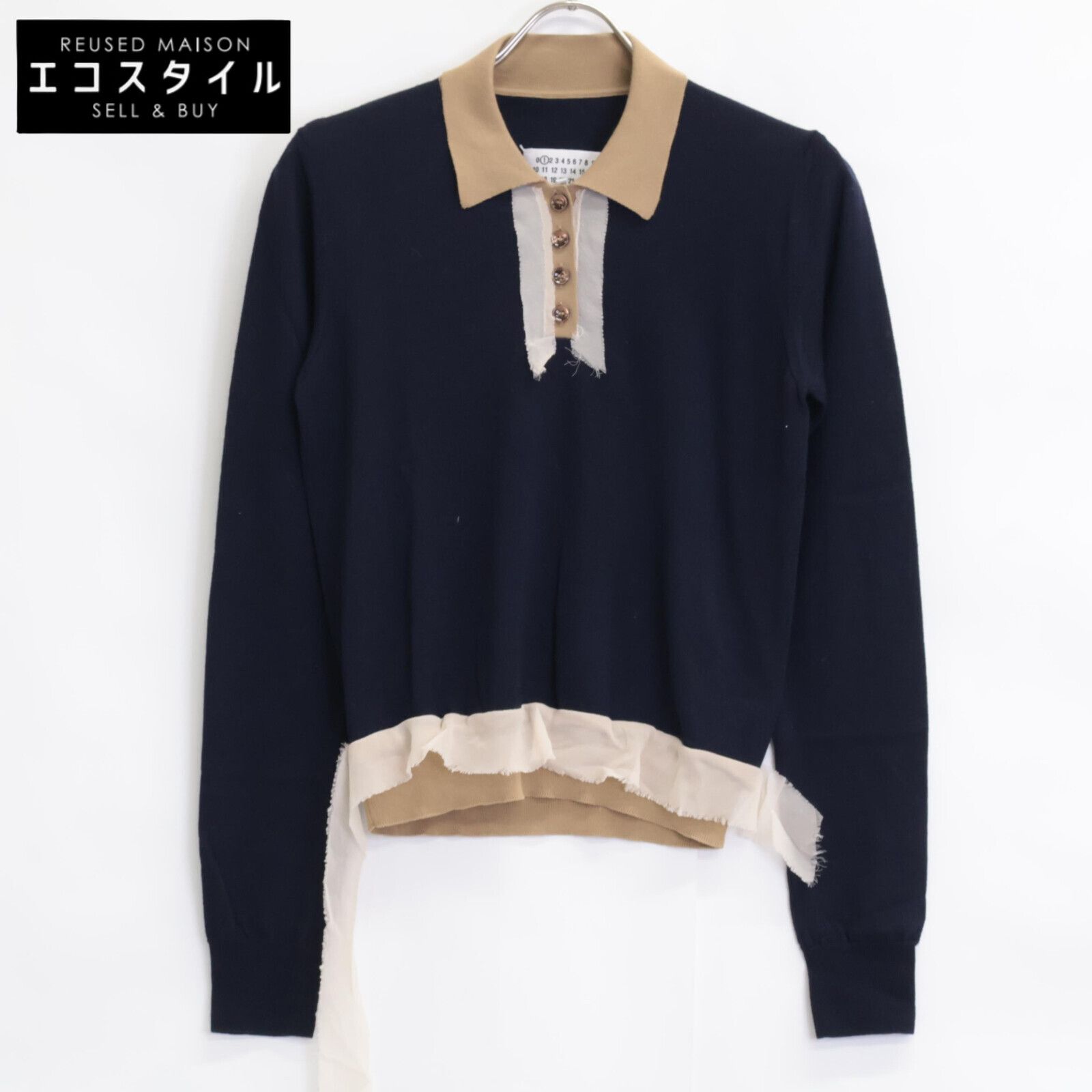 Maison Margiela メゾンマルジェラ ﾈｲﾋﾞｰ|ﾍﾞｰｼﾞｭ 21SS S51GL0030 ｳｰﾙﾃﾞｽﾄﾛｲﾎﾟﾛｼｬﾂ S