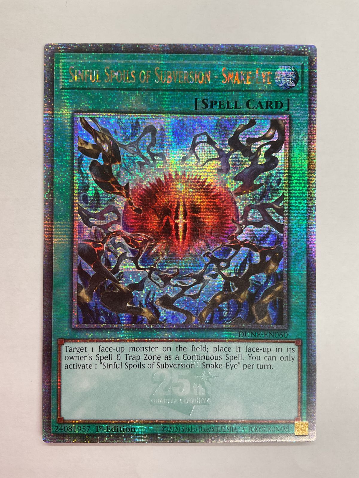 077 PK Y90 カード 反逆の罪宝 スネークアイ DUNE-EN060 25thシークレット 英語版 遊戯王 目立った傷や汚れなし 10|19