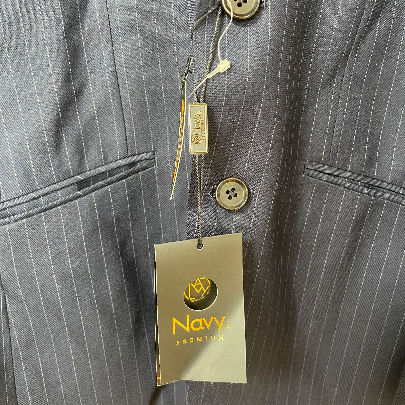 アイボリー・ブラウン、ネイビーストライプ テーラードジャケット ZM1448【美品】Navy PREMIUM テーラードジャケット ストライプ