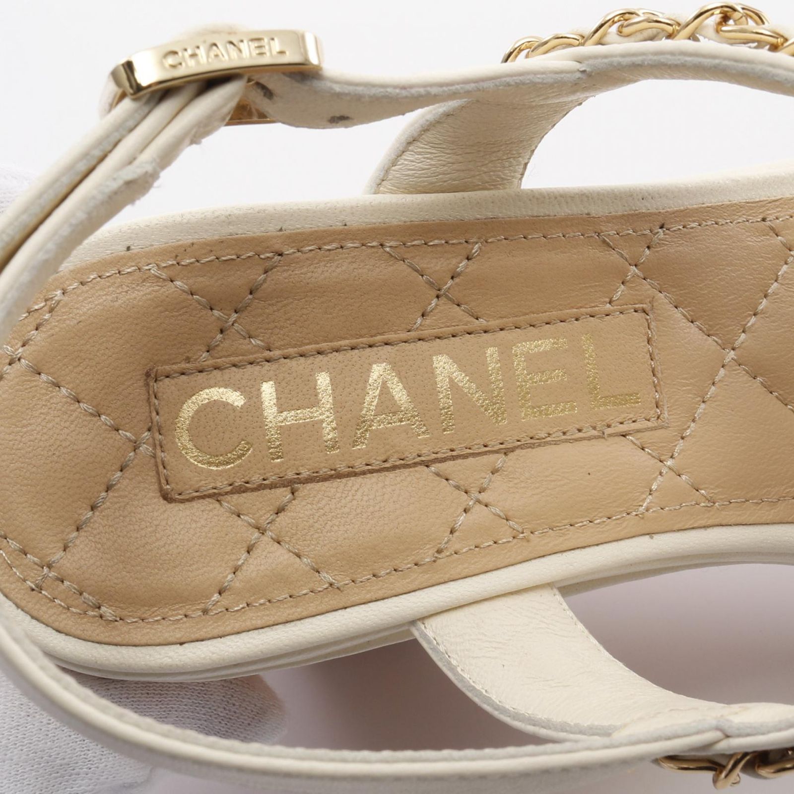 シャネル CHANEL サンダル ココマーク G35643 アイボリー レザー