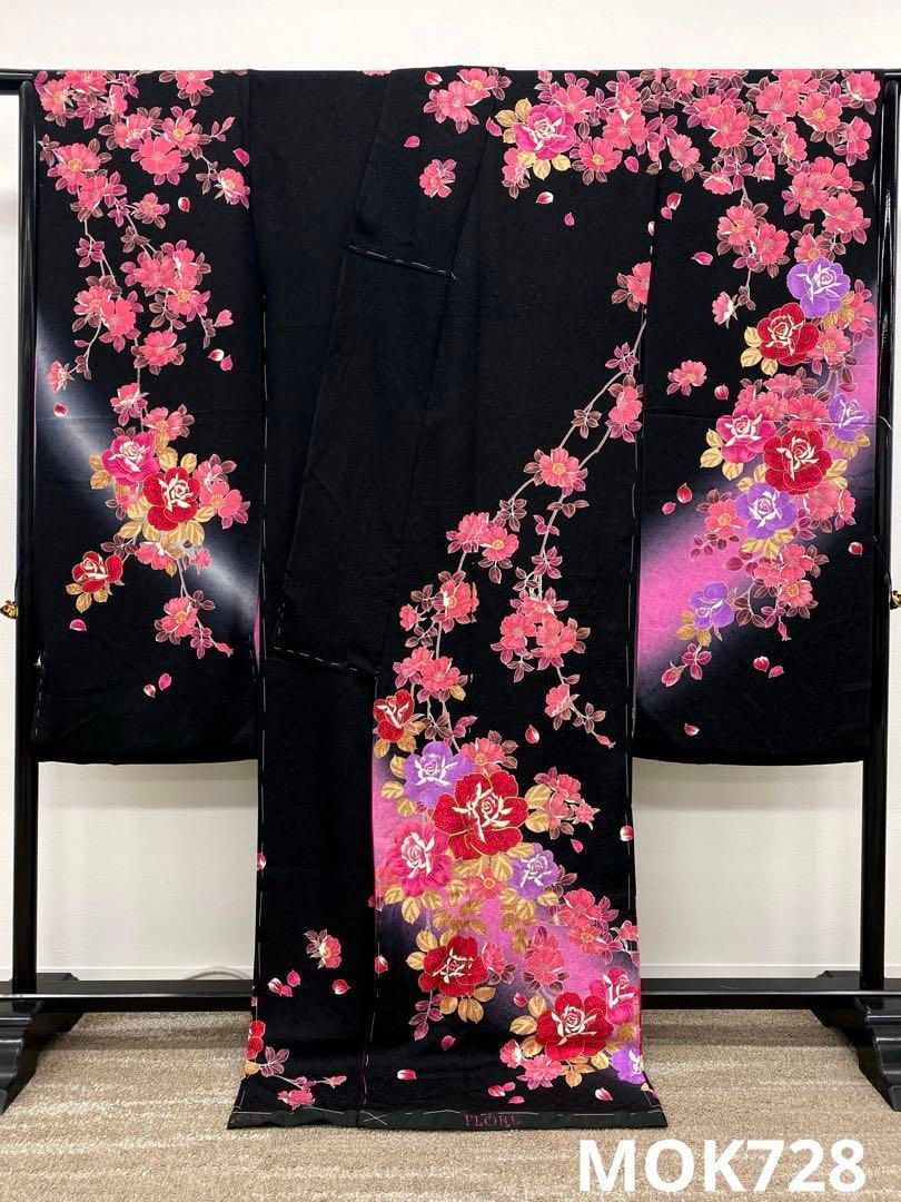 振袖 仮絵羽 舞台衣装 金駒 金彩 銀通し 京友禅 正絹 未仕立て品 八掛